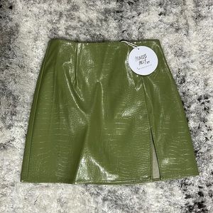 Green Snakeskin Mini Skirt from Princess Polly
